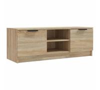 hliofuir Meuble TV en chêne Sonoma 102 x 35 x 36,5 cm | Meuble multimédia polyvalent pour le salon avec 4 compartiments pour l'électronique grand public et les accessoires de maison