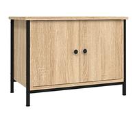 hliofuir Meuble TV en chêne Sonoma 60 x 35 x 45 cm Meuble bas avec portes | Centre multimédia compact pour chambre ou salon : 2 compartiments fermés protègent vos DVD de la poussière.