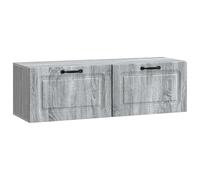 hliofuir Meuble TV mural Sonoma gris 98 x 31 x 30 cm | Meuble bas compact pour salon et chambre à coucher avec deux portes battantes en bois pour centres médias modernes.