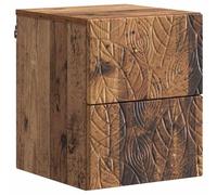 hliofuir Table de chevet murale aspect bois vieilli 2 tiroirs 34,5 x 33 x | Console suspendue peu encombrante pour votre chambre : fixation murale robuste avec deux tiroirs pour un rangement ordonné.