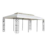 hliofuir Tonnelle de jardin 6 x 3 m avec double toit en acier blanc | Auvent spacieux pour jardin et terrasse : le toit à deux niveaux permet une circulation d'air frais les jours ensoleillés.