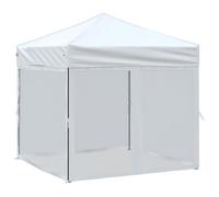 hliofuir Tonnelle pliante - 2 x 2 m - Avec parois latérales - Blanc | Tonnelle pliable flexible en acier et tissu Oxford pour jardin, terrasse, camping et fêtes spontanées en plein air.