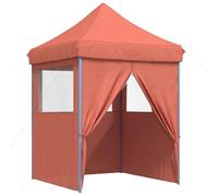 hliofuir Tonnelle pliante 2 x 2 m - Tente de jardin en terre cuite | Tonnelle compacte pour jardin et terrasse avec cadre en acier robuste et toit en tissu Oxford résistant.