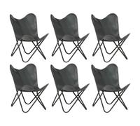 HLIQZFIIA Lot de 6 chaises papillon en cuir véritable pour enfant Gris