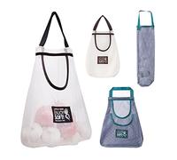 HLIWS 4Pièces sac filet courses,sac à provisions portatif en Maille Filet Organiseur,Courses Provisions pour Fruits Légumes Stockage(blanc+vert)