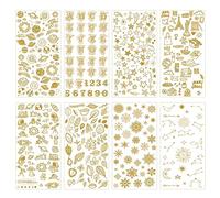 HLIWS 8 Feuilles d'Alphabet autocollant pailleté doré, autocollant Alphabet cadeau, pour Scrapbooking, Photos, Bricolage (8 styles)