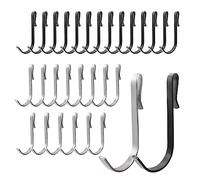 HLIWS Crochets de Porte de Douche-30 Pièces 4mm Crochets Porte de Bains,crochets de suspension en S,Pour Salle de bain,Chambre à Coucher,Cuisine(15 noirs,15 argentés)