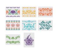 HLIWS Pochoirs de Bordure Florale-8 Pièces Pochoir Modèles De Peinture Réutilisables pour Tissu,Carrelage,Fenêtre,Meubles,Mur,Armoires(21x29cm)