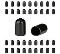 HLIWS Protections de Filetage de vis - Lot de 200 Caoutchouc PVC Capuchons Ronds, Couvercle en Caoutchouc, Cache Vis Noir, pour Tubes Ronds (Profondeur Approx : 16.3mm, Diamètre Intérieur : 9mm)