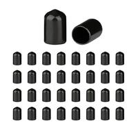 HLIWS Protections de Filetage de vis - Lot de 200 Caoutchouc PVC Capuchons Ronds, Couvercle en Caoutchouc, Cache Vis Noir, pour Tubes Ronds (Profondeur Approx : 22.5 mm, Diamètre Intérieur : 11 mm)