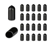HLIWS Protections de Filetage de vis - Lot de 200 Caoutchouc PVC Capuchons Ronds, Couvercle en Caoutchouc, Cache Vis Noir, pour Tubes Ronds (Profondeur Approx : 20.3 mm, Diamètre Intérieur : 10 mm)