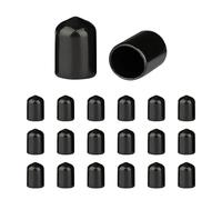 HLIWS Protections de Filetage de vis - Lot de 200 Caoutchouc PVC Capuchons Ronds, Couvercle en Caoutchouc, Cache Vis Noir, pour Tubes Ronds (Profondeur Approx : 20.6 mm, Diamètre Intérieur : 12 mm)