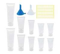 HLIWS Rechargeable Flacon de Voyage,10 stück(15ml/20ml/30ml/50ml),avec 2 Pièces Entonnoirs de et étiquettes Autocollantes,pour Liquide,Shampooings,etc Bouteille À Bout Plat Transparent