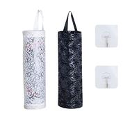 HLIWS Support de Sac en Plastique,étanche lavable,pliable,2 pièces,blanc et noir,11 * 37.5cm,pour la Cuisine(avec 2 crochets)