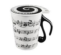 HLJgift Creative Ceramic Musician Coffee Mug Tea Cup with Lid Staves Music Notes as Valentine's Day Gift Teacher Gift by HLJgift
