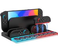 Hljhj-Chargeur Manette Pour Switch 2, Station De Charge Manette Pour Nintendo Switch 2 Joy Con Avec 7 Lumières Rgb/9 Stockage Des Cartes De Jeu, Station De Charge Rapide 4 Joycon Compatible