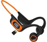 HLJHJ-Ecouteurs sans Fil, Casque Conduction Osseuse Bluetooth,avec Microphone,Affichage de la Puissance,Fente pour Carte TF,écouteurs résistants à la Transpiration pour Running Cyclisme Travail (Oran