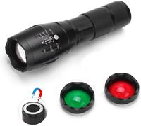 HLJHJ-Lampe Torche Multicolore avec Filtre Vert Rouge, Torche Rouge Vert Blanc 1000 lumens Lampe de Poche Puissante avec Aimant Tricolore Lampe de Signal avec Zoom de Vision Nocturne Chasse Lecture