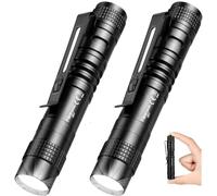 Hljhj-Mini Lampe De Poche, 2pcs 9cm Aluminium Lampe Torche Led Avec Clip, 200 Lumens Stylo Lampe De Poche Portable Étanche Torche Pour Bricolage, Travail Et Éclairage De Secours
