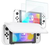 Hljhj-Procase Coque À Rabat + 2 Film D'écran Pour Nintendo Switch Oled 2021, Étui Antichoc De Protection Flip Cover, Battant Détachable, Verre Trempé Installer Facile, Minimaliste Et Assez Sobre