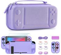 HLJHJ-Younik Kit d'accessoires 14 en 1 pour la Switch, Grand étui de transport pour Switch 2017, étui de voyage pour Switch adapté à la console, poignée J-con et chargeur (Violet, Modèle de Bouton)