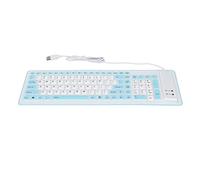 HLKSOUREZ Clavier Pliable en Silicone, Clavier roulable étanche Filaire USB avec 103 Touches, Conception silencieuse et sans Bruit pour PC et Ordinateur Portable, Clavier Portable Lavable po (Bleue)