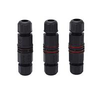 HLKSOUREZ Connecteur de câble 3 pièces, connecteur IP68 pour lumières extérieures LED, connecteur d'alimentation Droit à 3 Broches avec bagues d'étanchéité en Silicone, bornes en Laiton