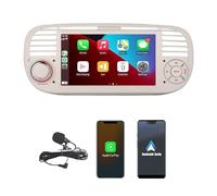 HLLECARMO Autoradio sans Fil Carplay et Android Auto pour Fiat 500 2007-2015, Mirror Link Bluetooth 5.0 avec écran Tactile 7 Pouces RDS AM/FM USB DSP High Power Subw EQ SWC- Blanc