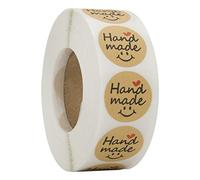 HLLR 500 pièces Rond Kraft Fait à la Main avec Amour Merci Autocollants adhésif étiquette sceaux Scrapbook Bricolage pour Cuisson fête Mariage décor Cadeaux