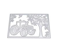 HLLR Festival de la récolte Tracteur Grand Arbre Matrices de découpe en Acier Carbone Bricolage Scrapbooking Album Photo gaufrage Cartes en Papier Faisant Pochoir Cartes décoratives Bords Artisanat