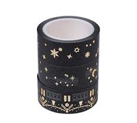 HLLR Tape Black Moon Stars Papier Adhésif Adhésif Autocollant Décoratif Washi Tape 1.5cm x 5m