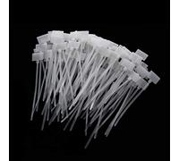 HLLR Terminaux 100 Pcs Blanc Plastique Nylon Marque Étiquettes Étiquette Autocollant Câble Zip Cravates 2x11cm