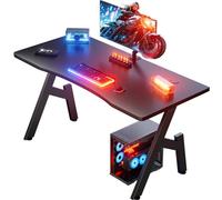 HLONONE 100 x 50 cm Bureau Gaming, Bureau Gamer en Fibre de Carbone, Table Gaming Ergonomique, Table Gamer pour Jouer, Travailler et Etudier, Noir