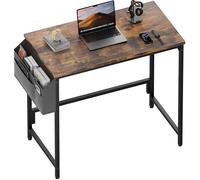 HLONONE 80 cm x 50 cm, Pequeño Escritorio de Informática con Bolsa de Almacenamiento, Estructura de Metal, Marrón Vintage