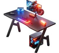 HLONONE 80 x 50 cm Bureau Gaming, Bureau Gamer en Fibre de Carbone, Table Gaming Ergonomique, Table Gamer pour Jouer, Travailler et Etudier, Noir