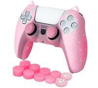 HLRAO Coque de Protection en Silicone antidérapante à Paillettes pour Manette PS5/Slim/Pro, 8 Capuchons à Paillettes et 2 Capuchons pour Pattes de Chat.