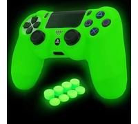 HLRAO PS4 Controller Skin Silicone Grip Glow in Dark Étui de Protection pour PS4/Slim/Pro Controller + 8 FPS Pro Thumb Grips + 2 Pcs Caps.