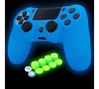 HLRAO PS4 Controller Skin Silicone Grip Glow in Dark Étui de Protection pour PS4/Slim/Pro Controller + 8 FPS Pro Thumb Grips + 2 Pcs Caps