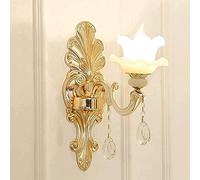 HLRTBCN Intérieur Moderne créatif Lampe Murale Brillante européen Or européen métallique Jade Lampe en Cristal Lampe Salon Fond de Toile Aqiong