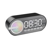 HLRTBCN Magnière d'alarme de Haut-parleurs Bluetooth sans Fil Silencieux RVB Miroir LED USB Clock numérique FM Large Affichage Décoration du Salon Aqiong