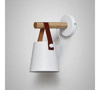 HLRTBCN Nordic Wood Wall Sconce Creative Macron Wall Light E27 Hardwired Metal Wall Lampe Decor en Cuir, Moderne Home Dec Lighting pour Le Couloir du Restaurant Aisle de Couches, (Noir/Blanc) Aqiong