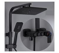 HLRTBCN Panneau de Douche, Douche numérique Ensemble de Salle de Bain Hot Cold Thermostatic Shower System Moup Mélange de Bain Baignet Square Head Spa Pluasfall Full Kit (Thermostatic-1) Aqiong