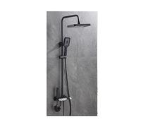HLRTBCN Panneau de Douche, LED Digital Shower Set Lower Hot Cold Mixer Système de Douche Mouc Mont Spa Ranqueur de Salle de Bain Fauce de Bain Moderne Tête carrée (D Black-1) Aqiong
