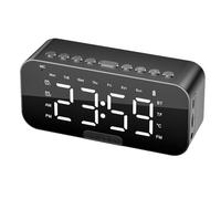 HLRTBCN Réveil numérique LED avec Bluetooth 5.1 Rechargeable Portable Music Player Desktop Screen Affiche la Prise en Charge de la température TF Card Aux Connexion Aqiong