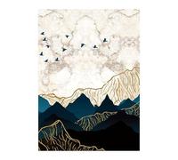 HLSHOE Toile d'art Mural Abstrait avec Lever de Soleil de Montagne, Oiseaux, Paysage, peintures, Affiche imprimée, Image, décoration intérieure de Salon (Color : 2, Size : 30x40 cm no Frame)