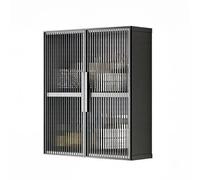Hltdzer Armoire à Pharmacie Murale avec Double Porte en Verre Trempé, Meuble de Rangement en Aluminium Alvéolaire pour Salle de Bain et Cuisine(Gray+Black,50 * 15 * 60cm/19.7 * 5.9 * 23.6in)