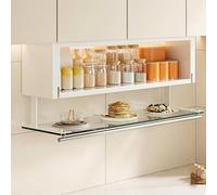 Hltdzer Armoire à Pharmacie Murale en Acier au Carbone et Verre Trempé, Meuble de Rangement Cuisine avec Porte Transparente pour Épices et Médicaments(White,70 * 23.5 * 30cm/27.6 * 9.3 * 11.8in)