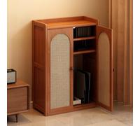 Hltdzer Armoire de Rangement Aérée en Cannage pour Routeur WiFi avec Étagères Réglables, Étagère Audio en Bois Ouverte, Boîte de Dissimulation(60 * 25 * 98cm/23.6 * 9.8 * 38.6in)