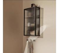 Hltdzer Armoire Rangement et D'Exposition À Trois Niveaux Montée sur Mur pour Salle Bain et Cuisine Armoire Murale Flottante À Une Porte Organisateur avec Portes Vitrées(Black,Right Door Opening)