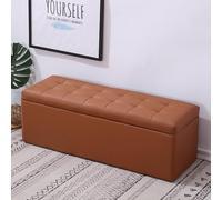 Hltdzer Banc D'Accent Rectangulaire Acolché en Cuir Faux avec Rangement Coffre À Rangement pour Chambre À Coucher Banc de Fin Lit(O,150 * 40 * 40cm/59.1 * 15.7 * 15.7in)